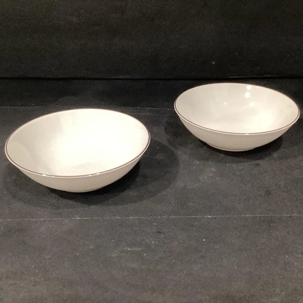Royal Doulton Amulet Dessert Bowls, Set Of 2, White Floral Fine China Dinnerware